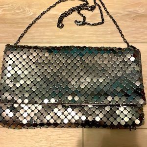 Vintage Silver Metallic Purse with chain